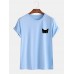 Mens Sample Cartoon Cat Graphic Casual Cotton Short Sleeve T-Shirts