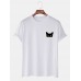 Mens Sample Cartoon Cat Graphic Casual Cotton Short Sleeve T-Shirts