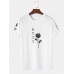 Men Japanese Characters & Rose Print Short Sleeve T-Shirts