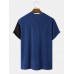 Mens Corduroy Veins Color Block Casual T-Shirts