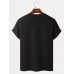 Mens Letter Print Knitted Veins Patchwork Crew Neck T-Shirts