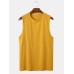 Mens Cotton Breathable Solid Color Round Neck Casual Tank Tops