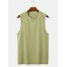 Mens Cotton Breathable Solid Color Round Neck Casual Tank Tops