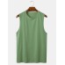 Mens Cotton Breathable Solid Color Round Neck Casual Tank Tops