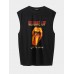 Men 100% Cotton Flame Lip Print Letter All Matched Skin Friendly Leisure Tank