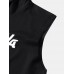 Men Graphic Letter Sleeveless Hooded Drawstring Kangaroo Pocket Tank Top