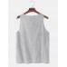 Mens Solid Color Cotton High Low Split Hem Casual Tank Tops