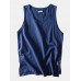 Mens Solid Color Cotton High Low Split Hem Casual Tank Tops