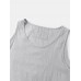 Mens Solid Color Cotton High Low Split Hem Casual Tank Tops