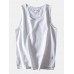 Mens Solid Color Cotton High Low Split Hem Casual Tank Tops