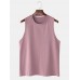 Breathable Cotton Solid Color Casual Round Neck Sleeveless Tank Tops