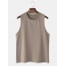 Breathable Cotton Solid Color Casual Round Neck Sleeveless Tank Tops