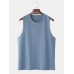 Breathable Cotton Solid Color Casual Round Neck Sleeveless Tank Tops