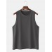 Breathable Cotton Solid Color Casual Round Neck Sleeveless Tank Tops