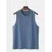 Breathable Cotton Solid Color Casual Round Neck Sleeveless Tank Tops