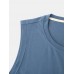 Breathable Cotton Solid Color Casual Round Neck Sleeveless Tank Tops