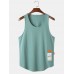 Mens Solid Color Cotton Breathable Loose Casual Tank Tops
