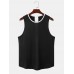 Men Contrast Striped Mesh Sleeveless Breathable Quick Dry Moisture Wicking Tank Top