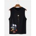 Cotton Cartoon Print Sleeveless Casual Tank Tops