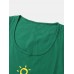 Men Casual Cotton Graffiti Sun Print Solid Color Crew Neck Sleeveless Tank Tops