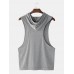 Men Fashion Letter Print Hooded Sleeveless Pocket Solid Color Sport Tops