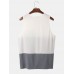 Mens Sleeveless Patchwork Chest Pocket Preppy Tank Top