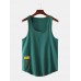 Men Casual Letter Print Solid Color Crew Neck Sleeveless Tank Tops