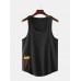 Men Casual Letter Print Solid Color Crew Neck Sleeveless Tank Tops