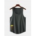 Men Casual Letter Print Solid Color Crew Neck Sleeveless Tank Tops