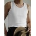 Mens Cable Knitted Pit Striped Slim Fit Stretch Tank Top