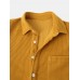 Corduroy Solid Henley Collar Chest Pocket Long Sleeve Shirts