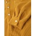 Corduroy Solid Henley Collar Chest Pocket Long Sleeve Shirts