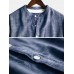 Mens Vintage Cotton Shirts Stand Collar Solid Color Short Sleeve Loose Henley Shirts