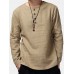 Charmkpr Mens Loose Long Sleeve Cotton Linen Tops Breathable Antibacterial Vintage T-Shirts