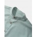 Mens Casual Solid Color Grandad Collar Button Up Shirts