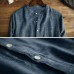 Mens Vintage Loose Comfy Solid Color Buttons Fly Long Sleeve Casual Henley Shirts