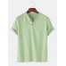 Men 100% Cotton Solid Color Short Sleeve Casual Henley Shirts