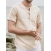 Men Solid Color Chinese Buckle Casual Henley Shirts