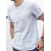 Men Solid Color Chinese Buckle Casual Henley Shirts