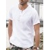 Men Solid Color Chinese Buckle Casual Henley Shirts