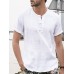 Men Solid Color Chinese Buckle Casual Henley Shirts