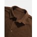 Mens Solid Color Basic Style Corduroy Lapel Short Sleeve Henley Shirt