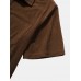 Mens Solid Color Basic Style Corduroy Lapel Short Sleeve Henley Shirt