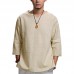 Mens Vintage Chinese Style Solid Color Casual Loose Tops