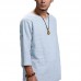 Mens Vintage Chinese Style Solid Color Casual Loose Tops