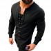 Mens Vintage Cotton Stand Collar Long Sleeve Loose Fit Casual T-Shirts