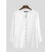 Mens Vintage Cotton Stand Collar Long Sleeve Loose Fit Casual T-Shirts