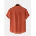 Mens Basic Solid Color Linen Short Sleeve Henley Shirt