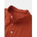 Mens Basic Solid Color Linen Short Sleeve Henley Shirt