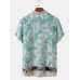 Banggood Design Men Rayon Tropical Leaf Ethnic Border Print Breathable Henley Shirts